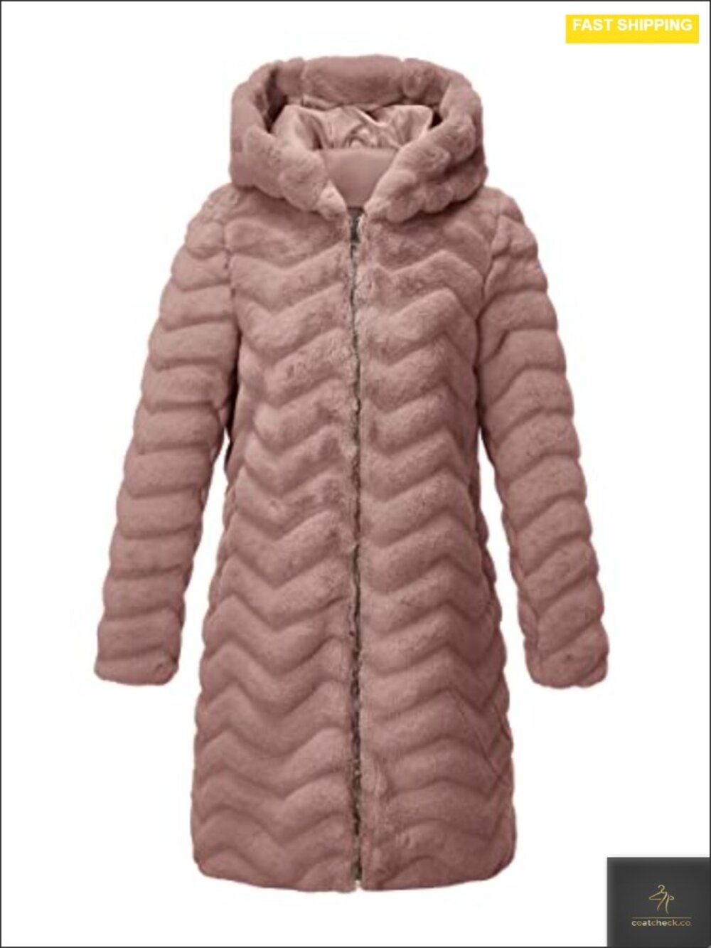 Hooded Faux Fur Coat - Fuzzy Long Jacket for Women Winter Warm